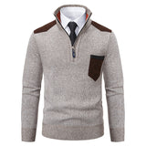 Men’s Half-zipper Stand Collar Sweater – Thick Knit Pullover for Cold Weather