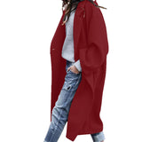 Casual Long Jacket with Pockets, Solid Color Single Breasted Lapel Woolen Coat for Women, Warm Winter Clothing