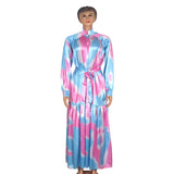 Rayon Digital Print Shirt Cake Dress with Belt