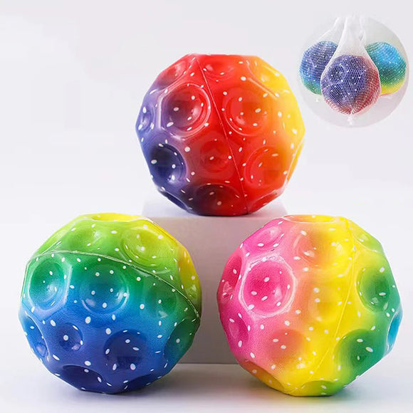 Colorful Hole Soft Bouncy Ball, Anti-fall Moon Shape Porous Bouncy Ball, Kids' Indoor Toys, Ergonomic Design Elastic Ball (Pack of 2)