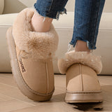 Cozy Plush Soft Slippers Shoes for Women, Non-slip Platform Shoes with Faux Fur Lining, Mute Sole and Comfortable Fit for Indoor Wear