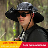 Solar Powered Wide Brim Sun Hat with Cooling Fan – USB Rechargeable Outdoor Fishing & Hiking Cap