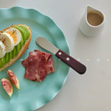 Japanese-style Distressed Knife with Solid Wood Handle for Butter, Bread, Fruit and Jam