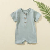 Baby Summer Short Sleeve Romper – Soft Cotton Button Bodysuit for Infants