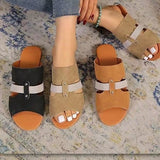 New Fish Mouth Sandals with Belt, Buckle Design Summer Beach Shoes for Women's Fashion, Casual Low Heel Flat Slides Slippers
