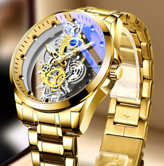 Gold Skeleton Vintage Automatic Quartz Men's Watches, Top Brand Luxury Tool