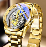 Gold Skeleton Vintage Automatic Quartz Men's Watches, Top Brand Luxury Tool