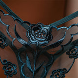Lace Women's Underwear, Ladies' Embroidered Floral Thong Panties (Pack of 2)
