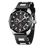 Fashion Men's Watches, Top Brand Luxury Silicone Sports Quartz Date Clock, Waterproof Chronograph Wristwatch
