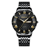 Men's Steel Belt Double Calendar, Waterproof Luminous Quartz Watch