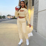 Three-piece Solid Color Set – Hooded Sweatshirt, Vest and Drawstring Trousers