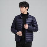Plus-size Men's Solid Color, Simple Stand-up Collar, Slim-fit Warm Cotton Puffer Jacket