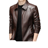 Thin Fleece-lined Soft Leather Jacket for Youths