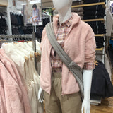 Coral Fleece Cardigan, Stand Collar Jacket, Warm Coat for Women