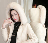 Self-version Big Fur Collar Padded Warm Cotton Winter Coat, Quilted Jacket