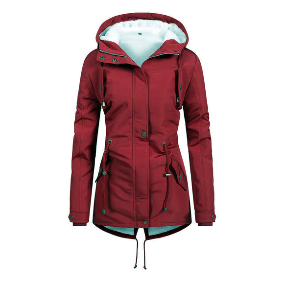 Commuter Cotton Zipper Coat with Fur Collar, Print Loose Temperament Women's Jacket