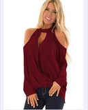 Women's Strapless Buttoned Long-sleeved Halterneck