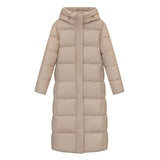 Women's Super Long Down Jacket, Puffer Thick Coat, Hooded Zippered Warm Fall Winter Casual Clothes