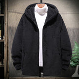 Large Size Men's Casual Grain Fashion Fleece Hooded Jacket