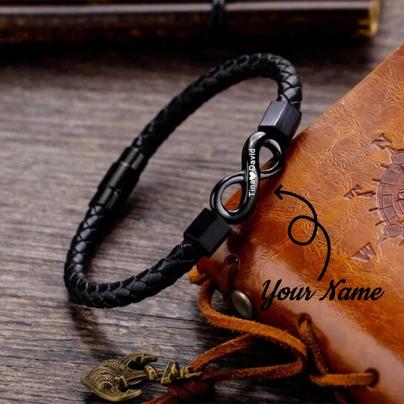 To my Man Love you Forever and Always Infinity - Leather Bracelet for Husbands, Dad and Sons