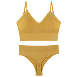 Women's Underwear Small Chest Push-up Thin Wireless Large Size Sports Sling Vest French Triangle Cup Bra Thong Set