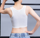 T Era Les Chest Cover, Short Bandage Zippered Tomboy Vest Corset