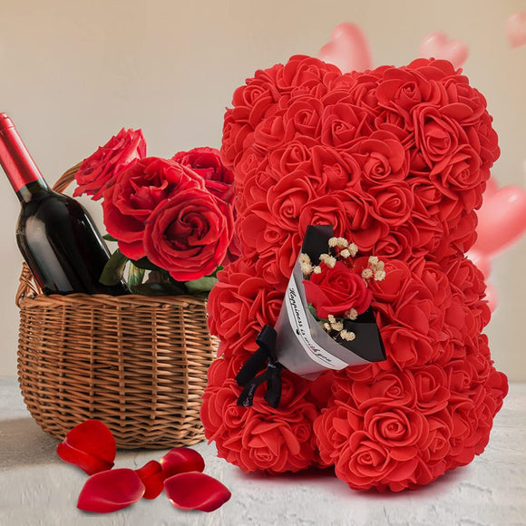 Rose Bear, Preserved Fake Flower, Valentine's Day, Birthday Gift