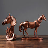 Bronze Horse Head Sculpture – Resin War Decor for Home & Office