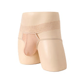 Polyester Men's Embroidered Underwear, High Waist Lace Belt Pants (Pack of 2)