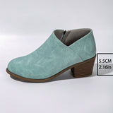 Chunky Heel Round Toe Ankle Shoes with Side Zipper Design, Fashion Fall Winter Short Boots for Women
