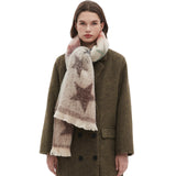 Women’s Gradient Star Scarf – Jacquard Knit Autumn Winter Circle Neck Wrap