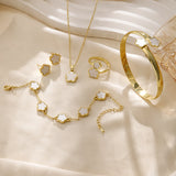 Jewelry Suit, Acrylic Bracelet Necklace Ring Stud Earrings