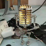 Metal Microphone with Guitar - Yagood Retro Aluminum Robot Sculpture Model
