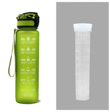 Tritan Water Bottle with Time Marker Bounce Cover, Motivational Water Bottle with Leakproof Lid for Sports Cycling and Outdoors