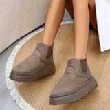 Fashion Flat Thick-soled Cotton Shoes, Round Toe Warm Plush Ankle, Winter Snow Boots for Women