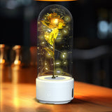 Creative 2-in-1 Rose Flowers LED Light, Bluetooth-compatible Speaker Valentine's Day Gift, Rose Luminous Night Light, Ornament in Glass Cover