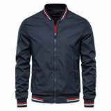 Men's Striped Zip-up Jacket with Pockets, Fashion Casual Sports Baseball Outerwear, Spring and Fall Clothing