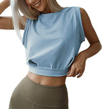 Sexy Navel-exposed Sweatshirt, Summer Loose Sleeveless T-shirt, Running Fitness Yoga Crop Tops, Women's Clothing