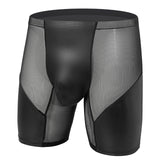 Men's Fashion Casual Leather Transparent Mesh Shorts