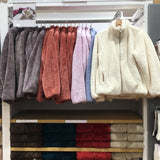 Coral Fleece Cardigan, Stand Collar Jacket, Warm Coat for Women