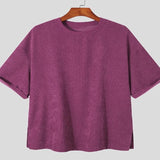 Men's, Corduroy Casual Short Sleeve, Sunken Stripe