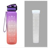 Tritan Water Bottle with Time Marker Bounce Cover, Motivational Water Bottle with Leakproof Lid for Sports Cycling and Outdoors
