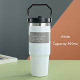 Portable Car Cup, Stainless Steel Travel Sports Water Bottle with Handle Cover, Coffee Tumbler Cup
