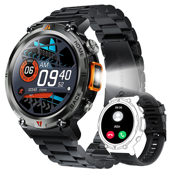 LED Flashlight 145 Screen Bluetooth Smartwatch
