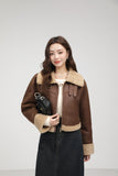 Stand Collar Integrated Lamb Fur Short Coat