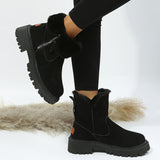 Women's Snow Boots, Winter Warm Foldable Plush Tube Short, Solid Color Round-toe Platform Shoes