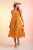 Women’s Spaghetti Strap Summer Dress – Casual Sleeveless Tiered Midi Skirt