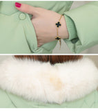 Self-version Big Fur Collar Padded Warm Cotton Winter Coat, Quilted Jacket