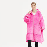Plus Size Robe Winter Wearable Blanket Sweatshirt, Women and Men's Warm and Cozy Giant Blanket Hoodie