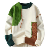 Men’s Colorblock Knit Sweater – Winter Fashion Long Sleeve Raw Look Oversized Pullover